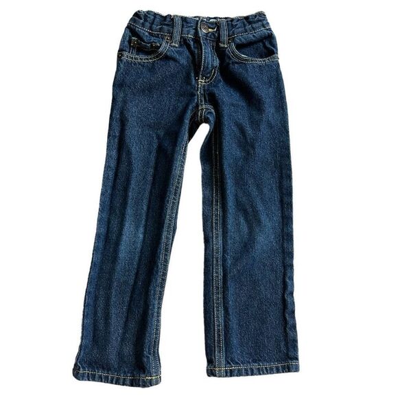 Youth Boys Crazy 8 Dark Rinse Straight Leg Adjustable Tab Jeans - Sz 4 Slim - Picture 1 of 2